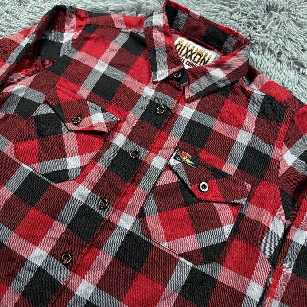 Dixxon Flannel Medium Red Black Button Up Clay Smith Cans Mr. Horsepower Womens